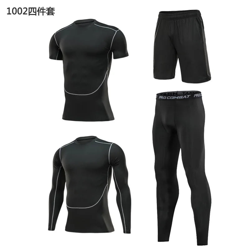 Sportswear Gym Fitness Tracksuit Men's Running Sets Compression Basketball Underwear Tights Jogging Sports Suits Clothes Dry Fi