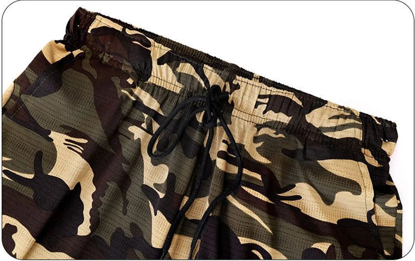 Camouflage Print Casual Outdoor Jogger Pants Hiking Elastic Waist Drawstring Trousers Men Pocket Athletic Foam Slip Pants