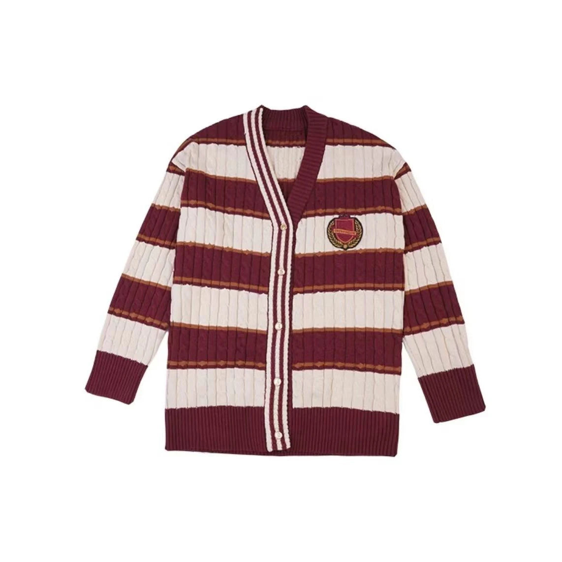 Harry Potter Hogwarts College Sweater Cardigan Coat for Women Gryffindor Slytherin Knitted Cardigan Loose JK Stripe Sweater Coat