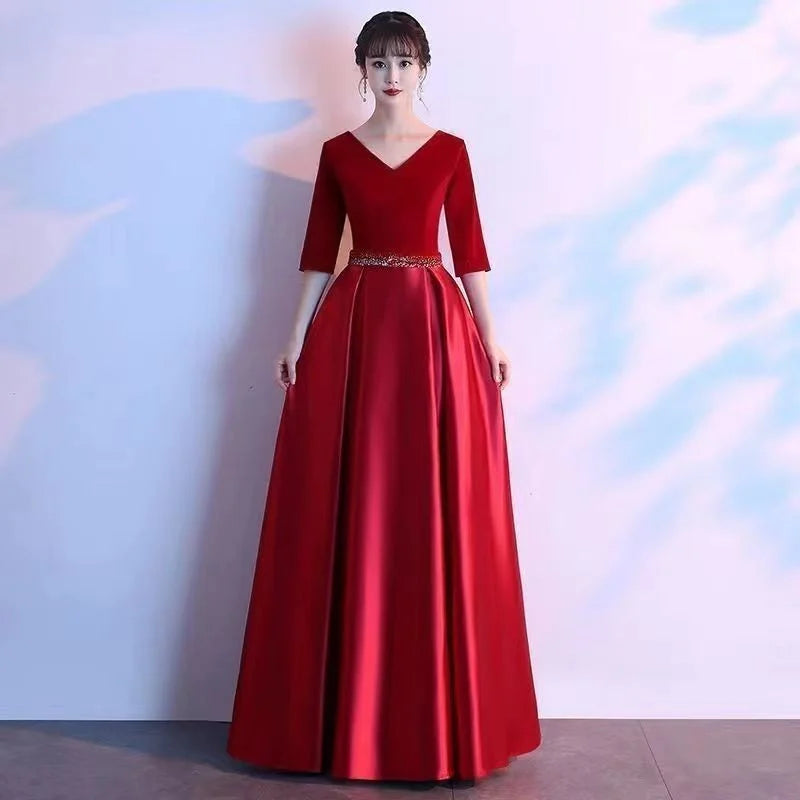 New Costume College Style Solo Performance Graduation Choral Costume Long Dress Choir Performance Banquet Full Dresses Elegant