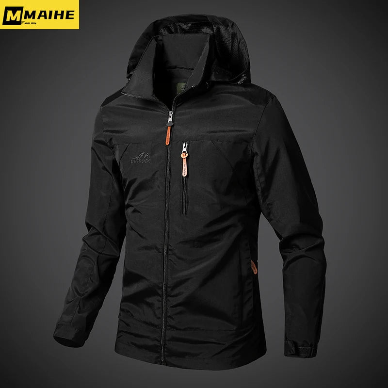 Men's Military Style Hooded Waterproof Windbreaker Jacket Combat Jacket for Autumn Hiking Cycling Bomber Jacket