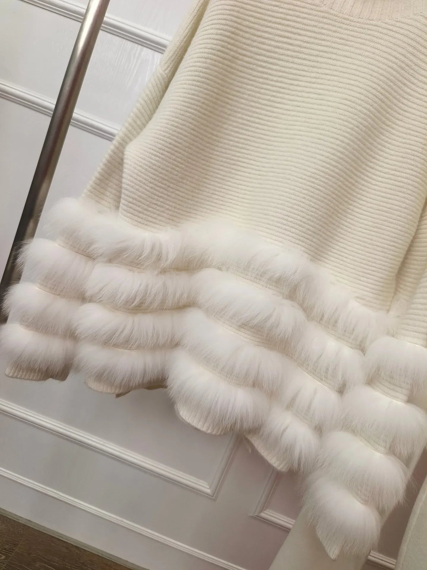 2024 New Spring Autumn 2 Piece Real Fox Fur Women Cardigan Mock Neck Sweater Pant Set Ladies Sweater Suit Luxury Female Fur Coat