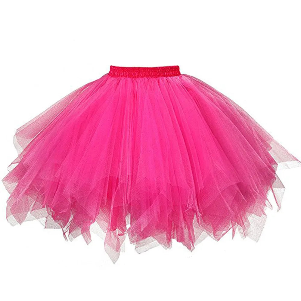 Women Skirts Tutu Princess Fashion Ballet Black Tutu Fluffy Skirt For Women Tulle Petticoat Skirts Elastic Adult Pink Tutu Skirt