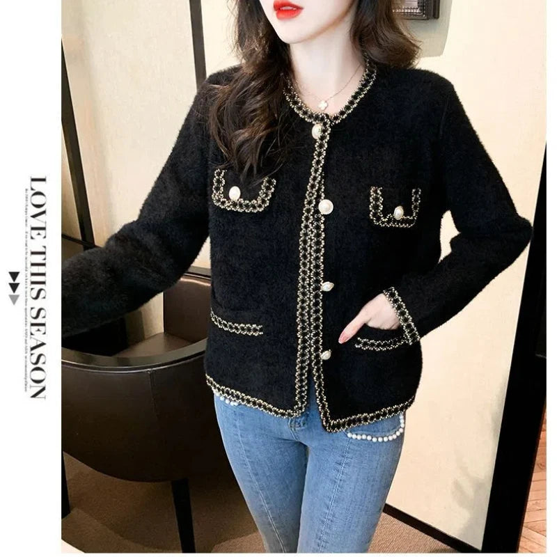 Autumn Winter New Round Neck Long Sleeve Fashion Outwear Women High Street Casual Loose Button Cardigan Vintage Elegant Sweater