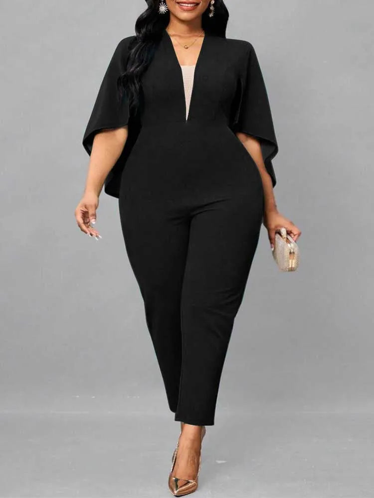 Jumpsuits for Women Autumn Batwing Sleeves Jumpsuit Ladies Elegant Office Formal Plus Size Sexy Jumpsuit Wholesale Dropshipping