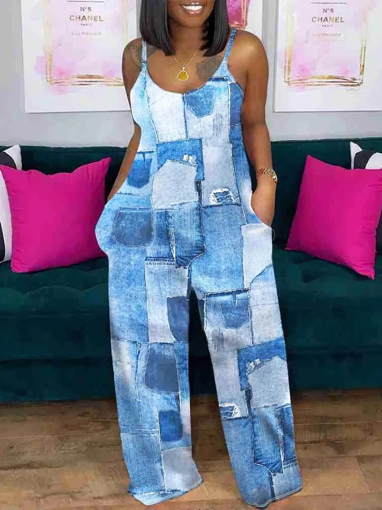 Plus Size Women Clothes Jumpsuit Spring Summer Clothes Urban Leisure Bodysuit New 2025 Wide Leg Jumpsuit Wholesale Dropshipping