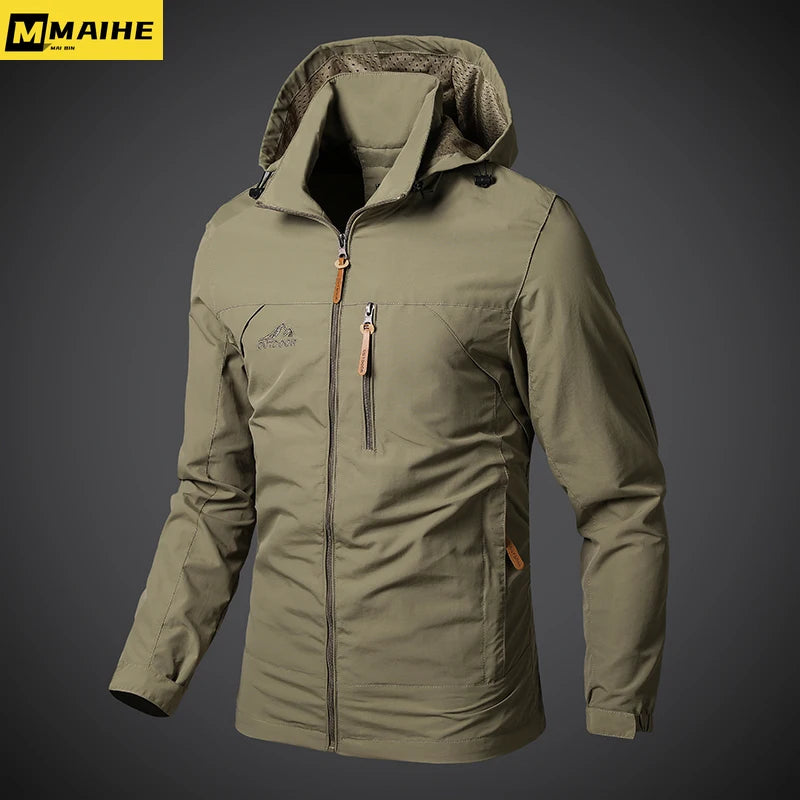 Men's Military Style Hooded Waterproof Windbreaker Jacket Combat Jacket for Autumn Hiking Cycling Bomber Jacket