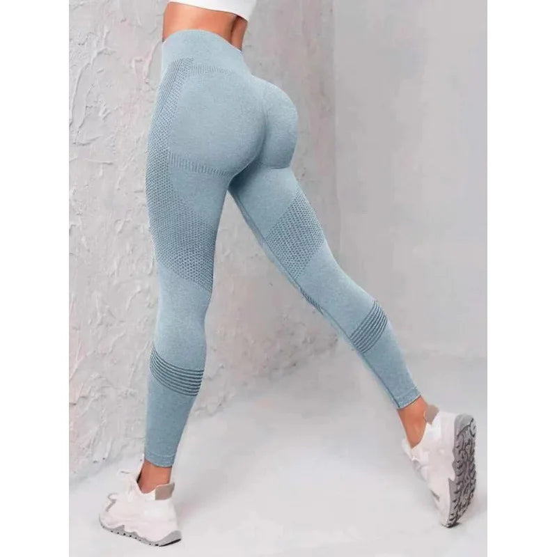 High Waisted Seamless Stretch Athletic Yoga Pants Leggings  Ultra Breathable Quick-Drying for Running Fitness Solid Colors