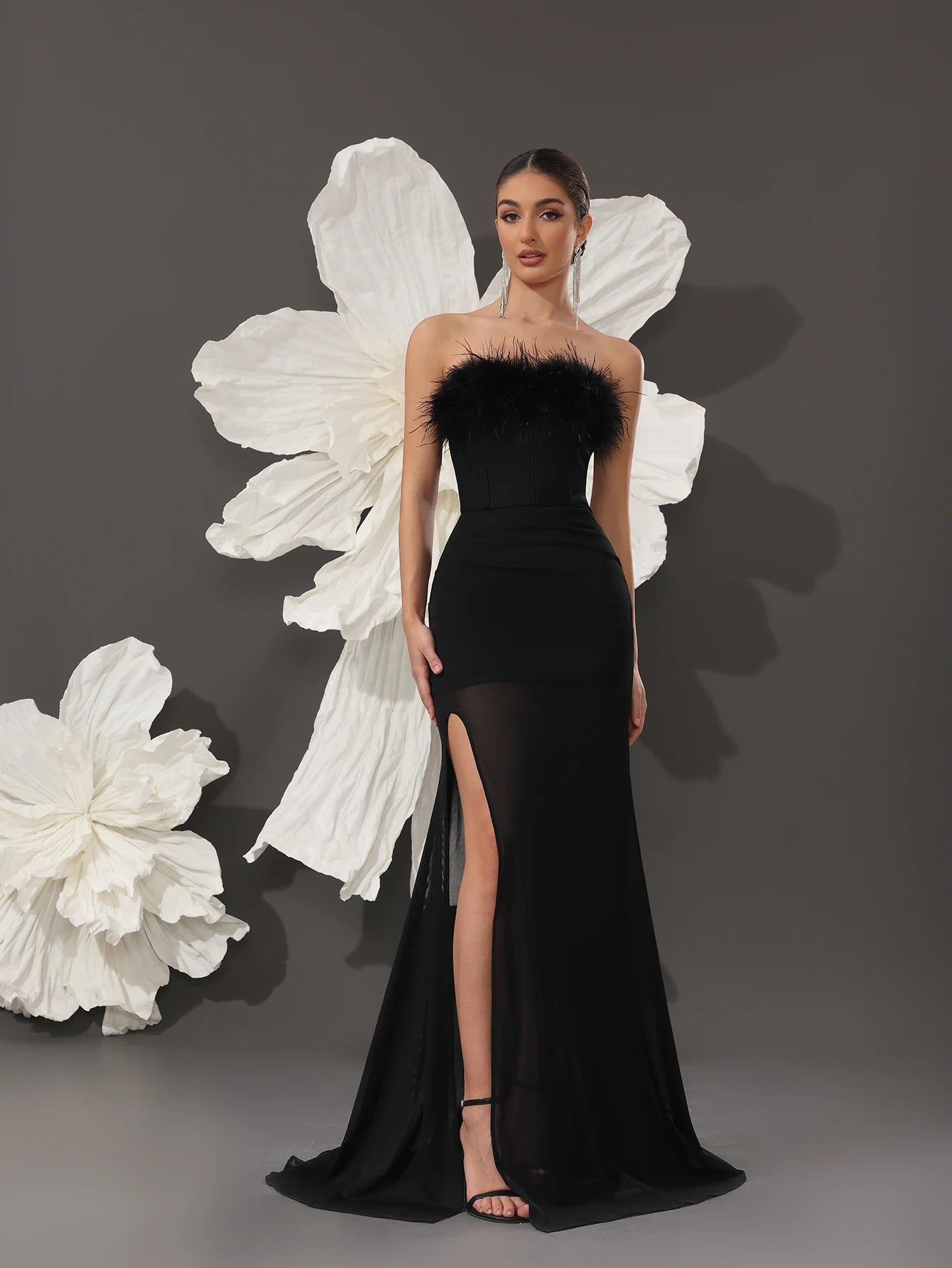 Elegant Bandage Dress Long Evening Dresses Prom Dresses for Women Luxury Black Off-shoulder Bandage Dress for Cocktail Parties