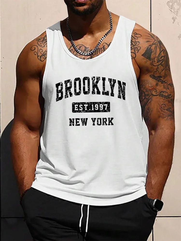 New urban street summer casual men's letter 3D printed sleeveless vest trendy men's fitness vest tops men's sleeveless T-shirt