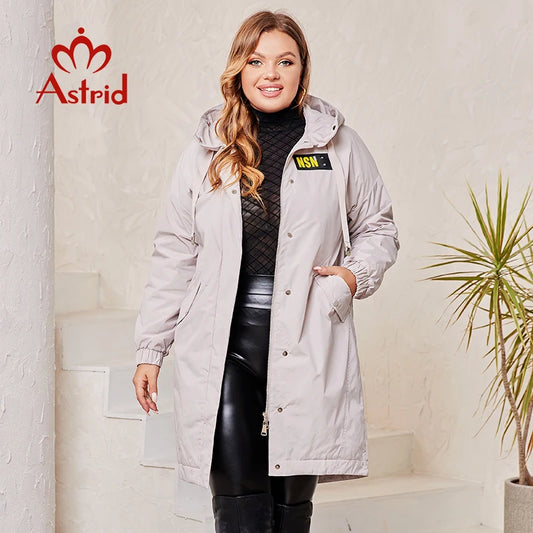 Astrid Plus Size Women's Spring Autumn Trench Coat Women Jacket zipper Outerwear female fashion Long casual Solid Windbreaker