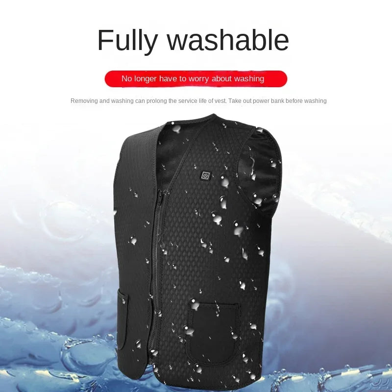 Men Autumn Winter Smart Heating Cotton 5 Area Vest Heated V Neck Vest Women Outdoor Flexible Thermal Winter Warm Jacket M-4XL