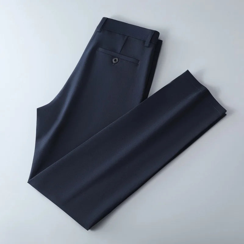 Men's Casual Stretch Pants Quick Dry Sportswear Straight Fit Full Length Office Trousers Black Navy Spring Autumn