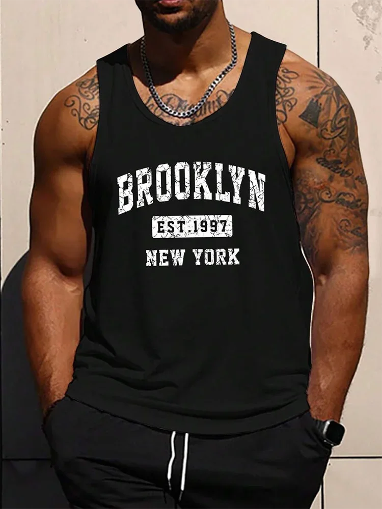 New urban street summer casual men's letter 3D printed sleeveless vest trendy men's fitness vest tops men's sleeveless T-shirt