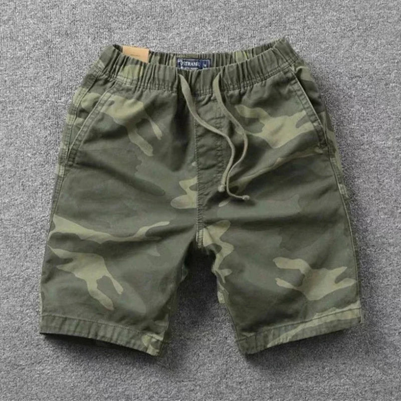 Men's Cargo Shorts Camo Camouflage with Draw String Male Short Pants Black Big and Tall Strech Clothing Comfortable Casual Homme