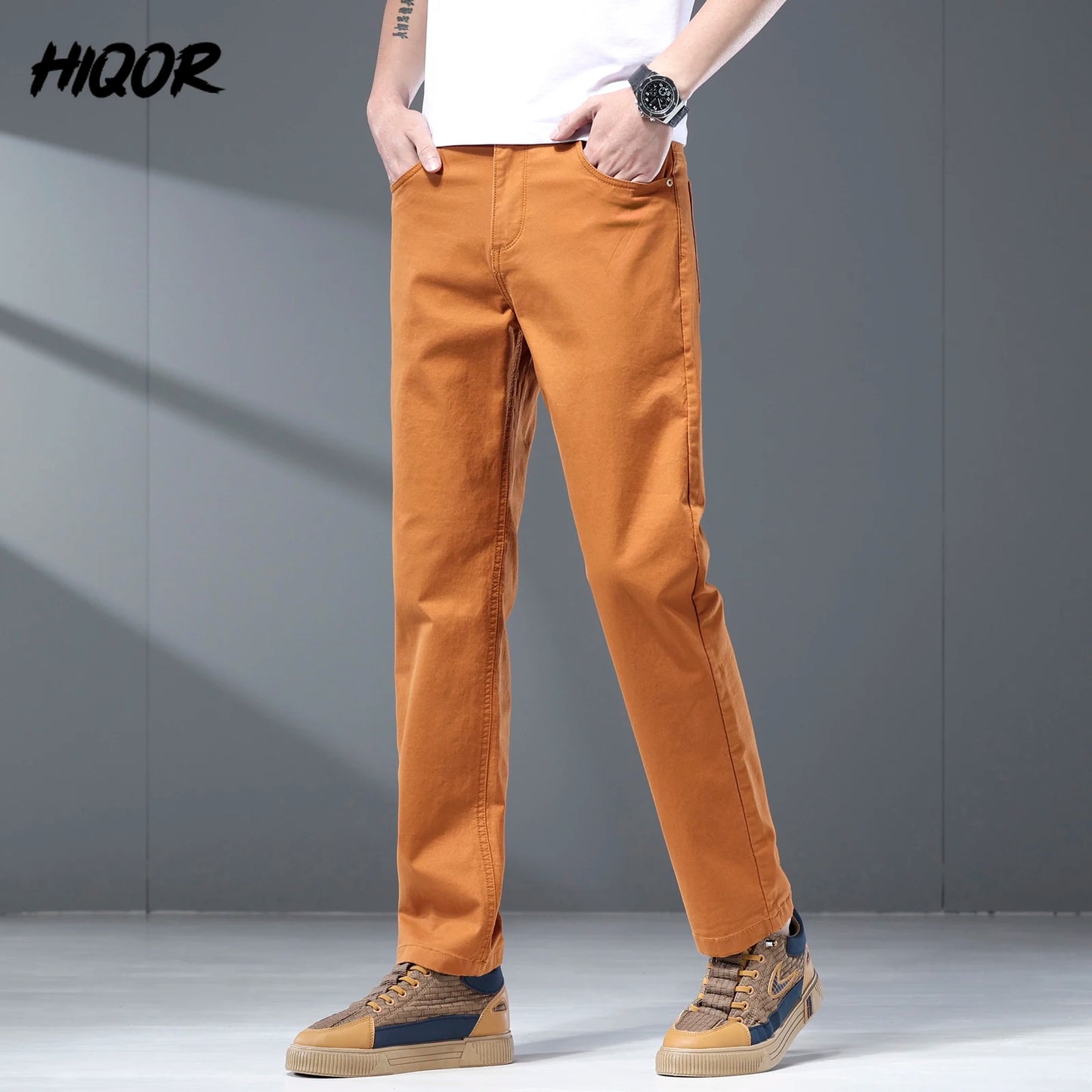 HIQOR Male Pants Solid Black Smart Casual Trousers For Men Suit Pants Korean Reviews New In Straight Pants Brand Men's Clothing