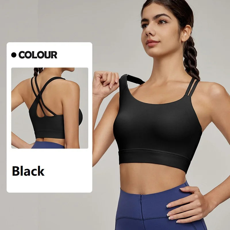 Women's Sexy Sloping Shoulder Yoga Vest Summer Outdoor Cool Fitness Top Sports Bras in Hot Pink Blue Pink Black