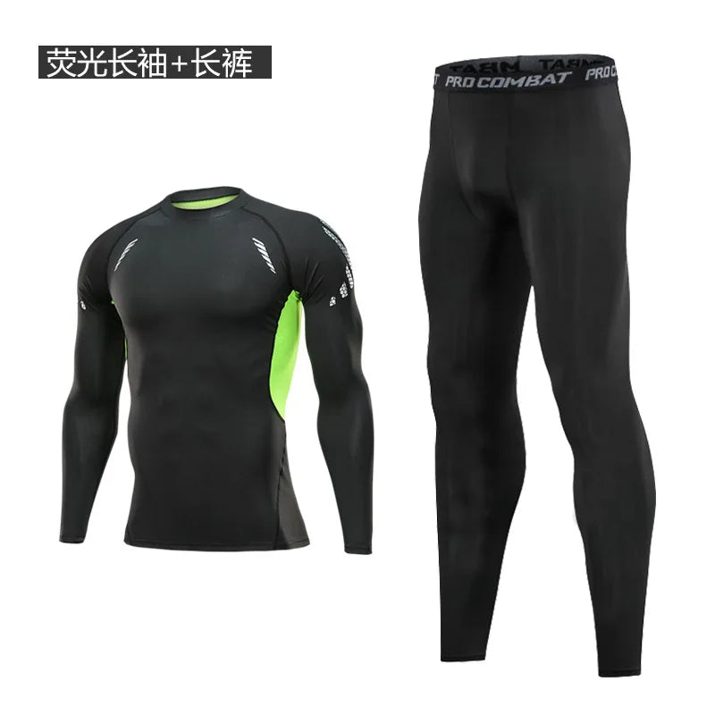 Sportswear Gym Fitness Tracksuit Men's Running Sets Compression Basketball Underwear Tights Jogging Sports Suits Clothes Dry Fi