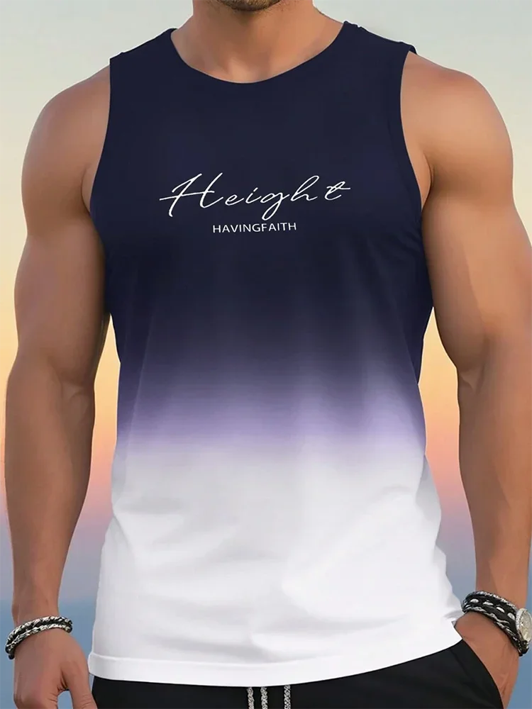 New urban street summer casual men's letter 3D printed sleeveless vest trendy men's fitness vest tops men's sleeveless T-shirt