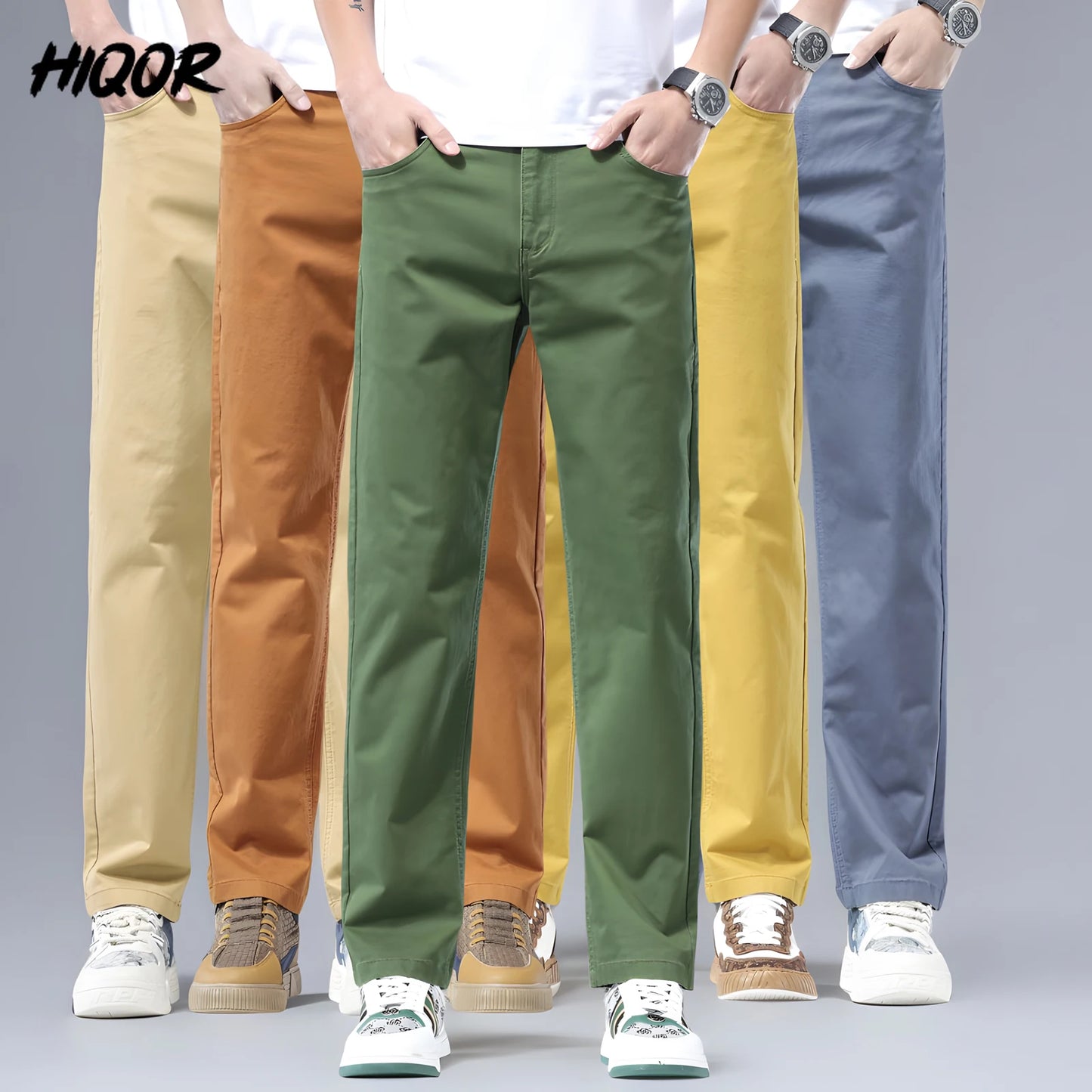 HIQOR Male Pants Solid Black Smart Casual Trousers For Men Suit Pants Korean Reviews New In Straight Pants Brand Men's Clothing