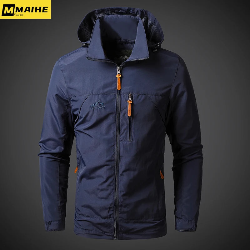 Men's Military Style Hooded Waterproof Windbreaker Jacket Combat Jacket for Autumn Hiking Cycling Bomber Jacket