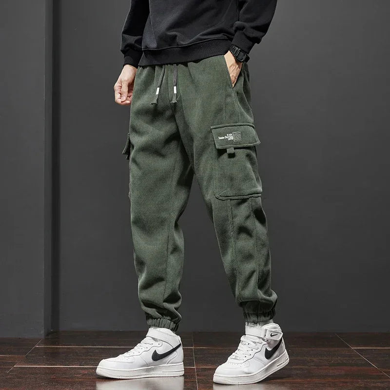 Spring Autumn New Style Elastic Waist Casual Pants for Men Stretch Straight Drawstring Harem Jogging Sports Long Pants Male