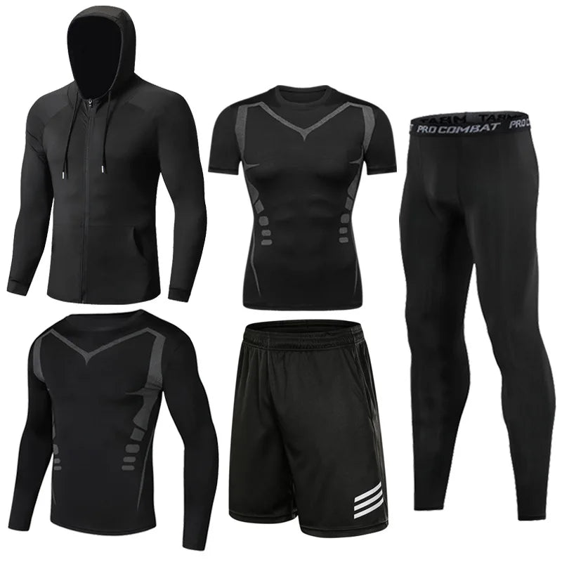 Sportswear Gym Fitness Tracksuit Men's Running Sets Compression Basketball Underwear Tights Jogging Sports Suits Clothes Dry Fi