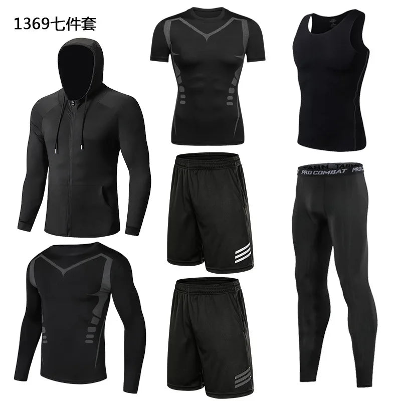 Sportswear Gym Fitness Tracksuit Men's Running Sets Compression Basketball Underwear Tights Jogging Sports Suits Clothes Dry Fi