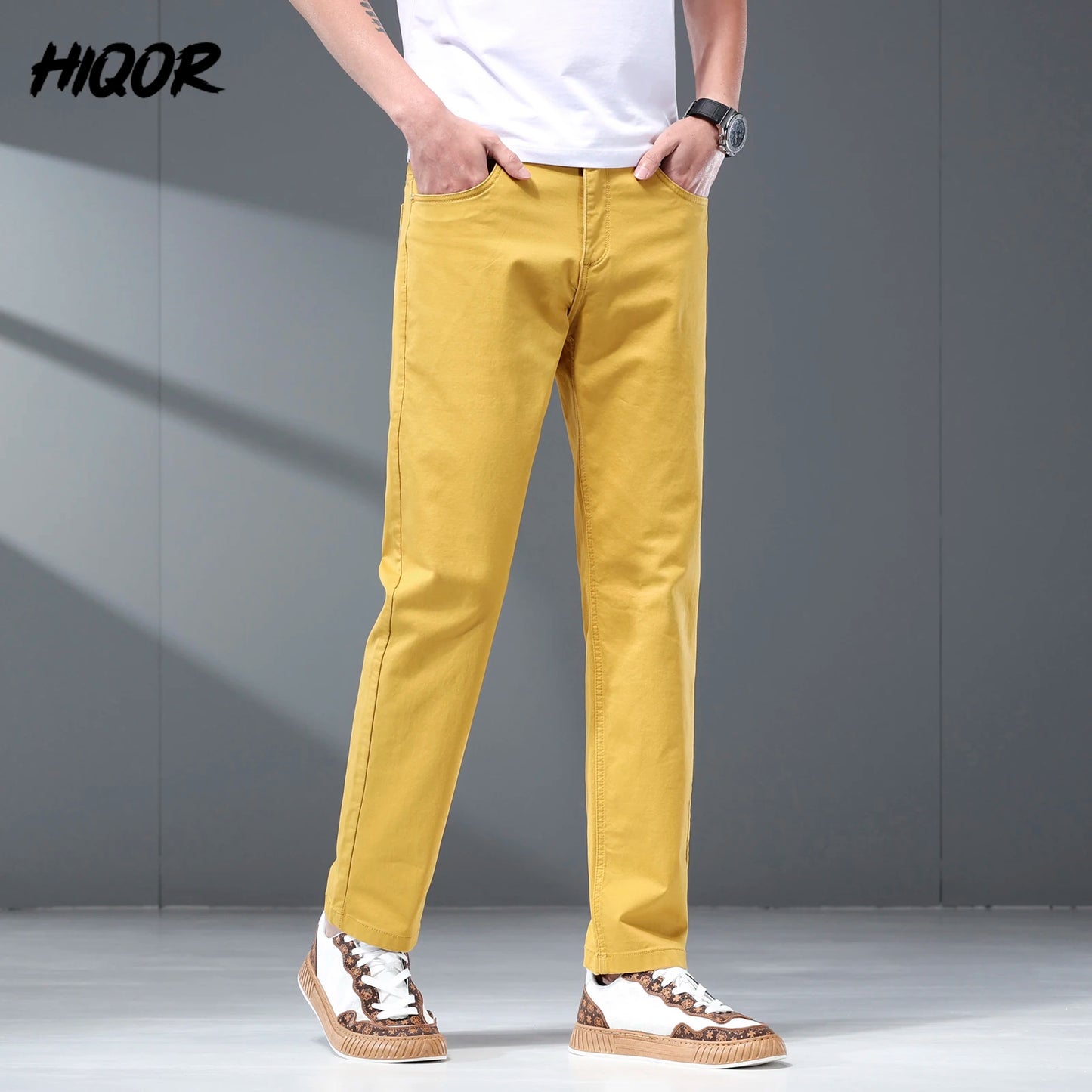 HIQOR Male Pants Solid Black Smart Casual Trousers For Men Suit Pants Korean Reviews New In Straight Pants Brand Men's Clothing