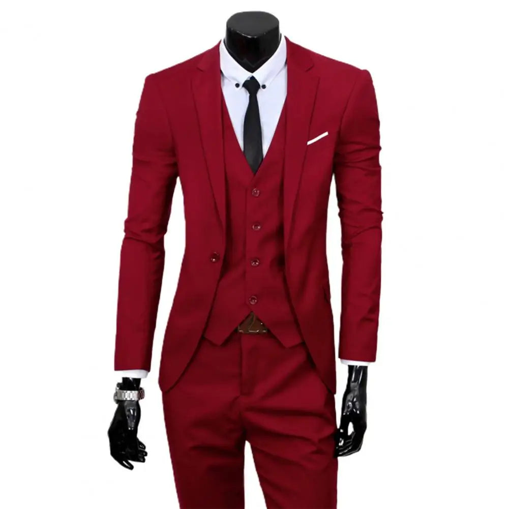 3 Pieces Business Blazer +Vest +Pants Suit Sets Men Fashion Solid Slim Wedding Set Vintage Classic Suits for men costume homme