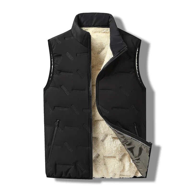 Men's Autumn Sleeveless Parka 2024 Winter Vest Jackets Casual Waterproof Vest Coats Mens Down Cotton Fleece Thick Thermal Vests