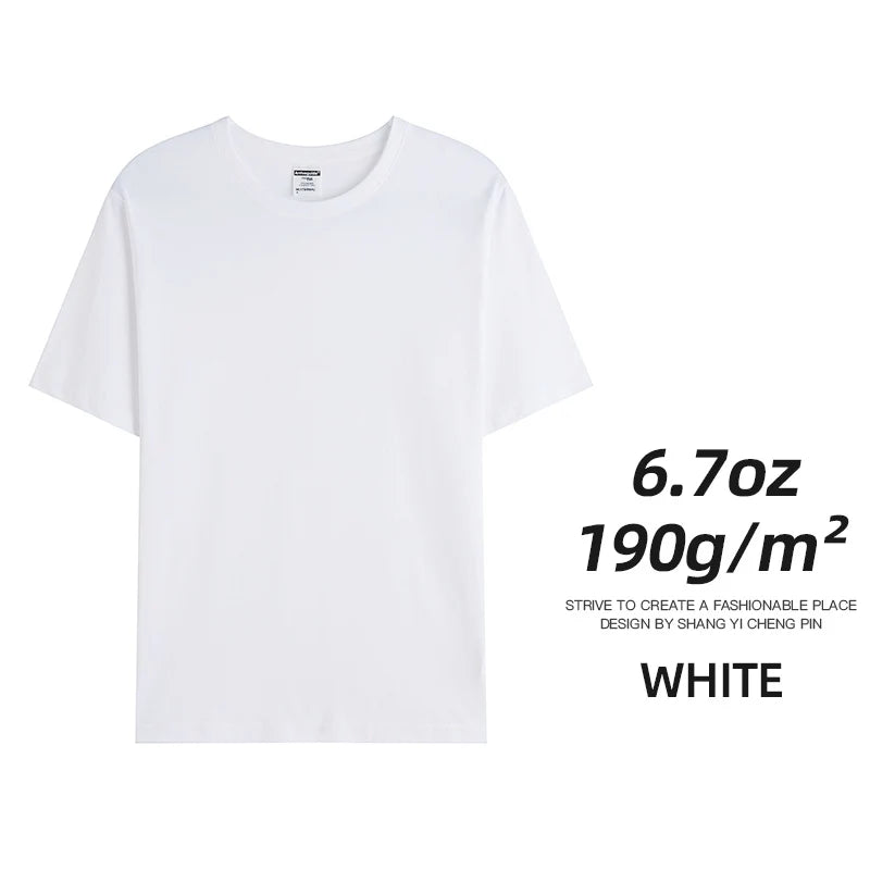 6.7oz 190gsm Combed Cotton Tees Tshirts Mens Solid Tops Woman Male Custom Team Uniform Class Clothes Summer Brand Customization