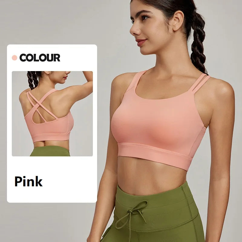 Women's Sexy Sloping Shoulder Yoga Vest Summer Outdoor Cool Fitness Top Sports Bras in Hot Pink Blue Pink Black