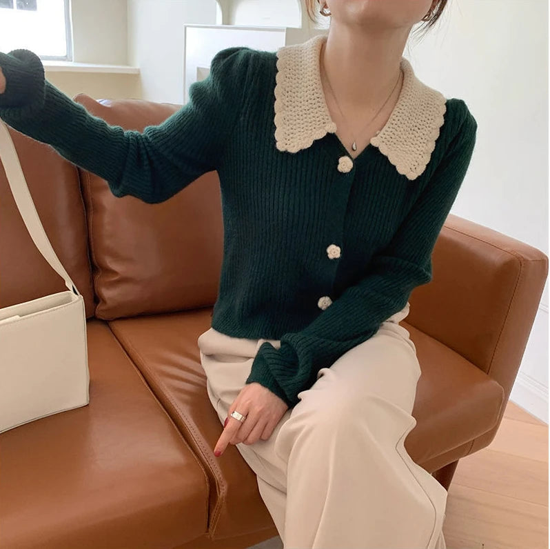 Cropped Sweaters Crochet Winter 2024 Trend Vintage Sweater Tops Cashmere V Neck Cardigans Woman Korean Cardigan Woman Knitted