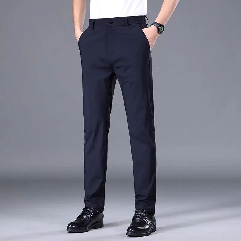 streetwear  mens ice silk casual pants men's trousers moletom masculino 2024summer newstyle business suit baggy men clothing1:1