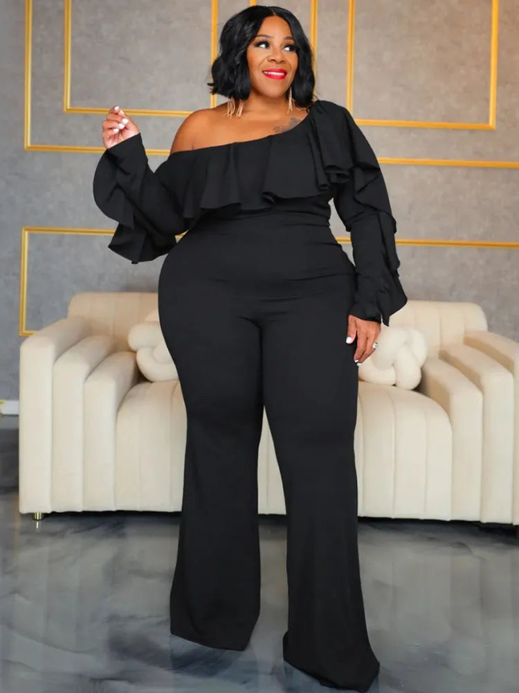 Plus Size Women Clothes Jumpsuit Summer Clothes Black Urban Leisure Bodysuit New 2024 Wide Leg Jumpsuit Wholesale Dropshipping