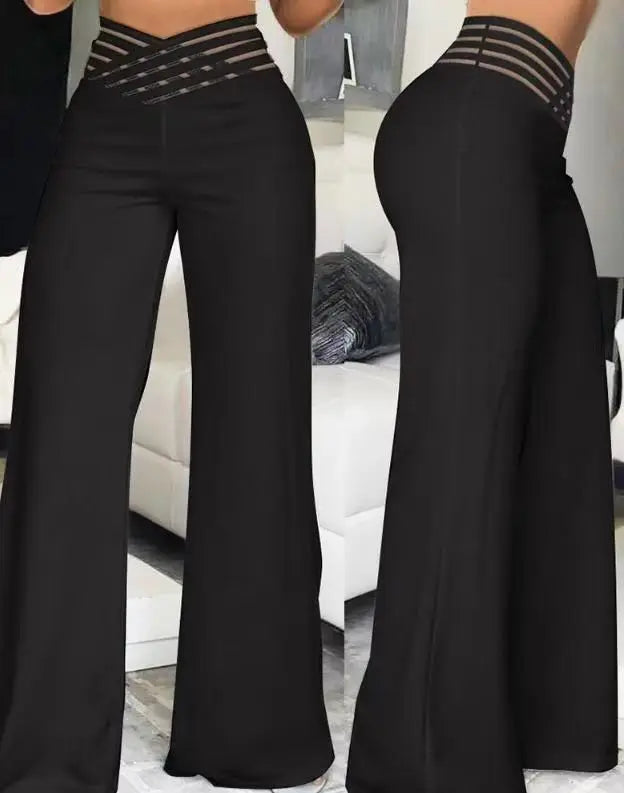 Women Casual Long Trousers Fashion Solid Office Female Casual High Waist Flared Pants For Women Clothes 2024 New Pantalon Femme