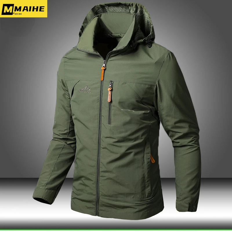 Men's Military Style Hooded Waterproof Windbreaker Jacket Combat Jacket for Autumn Hiking Cycling Bomber Jacket