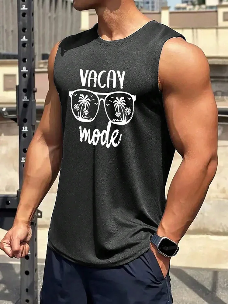 New urban street summer casual men's letter 3D printed sleeveless vest trendy men's fitness vest tops men's sleeveless T-shirt