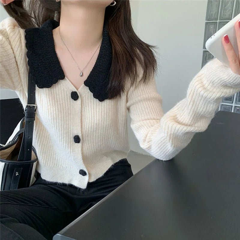 Cropped Sweaters Crochet Winter 2024 Trend Vintage Sweater Tops Cashmere V Neck Cardigans Woman Korean Cardigan Woman Knitted