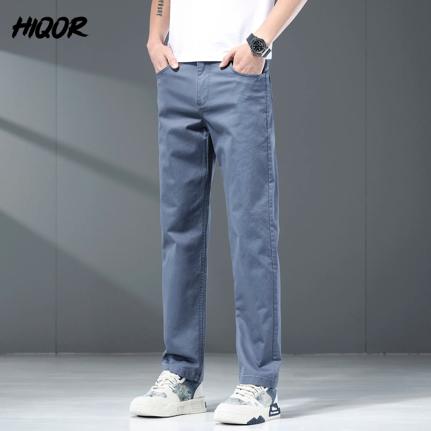 HIQOR Male Pants Solid Black Smart Casual Trousers For Men Suit Pants Korean Reviews New In Straight Pants Brand Men's Clothing