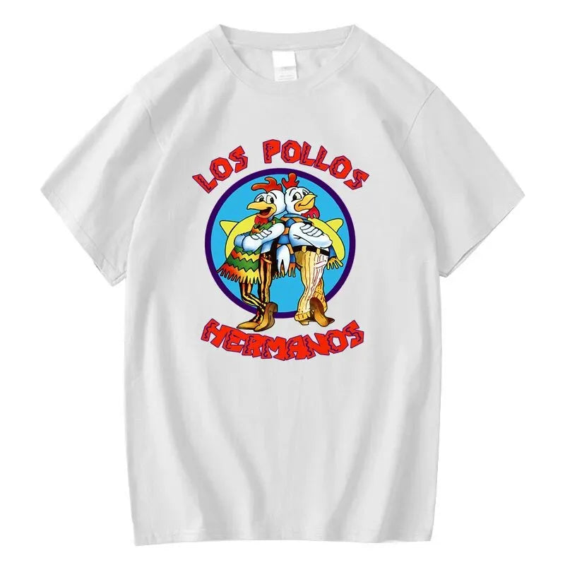 LOS POLLOS Hermanos Funny Printed T-Shirt Men Fashion Casual Short Sleeves Summer Cotton Breathable Tshirt Chicken Brothers Tees