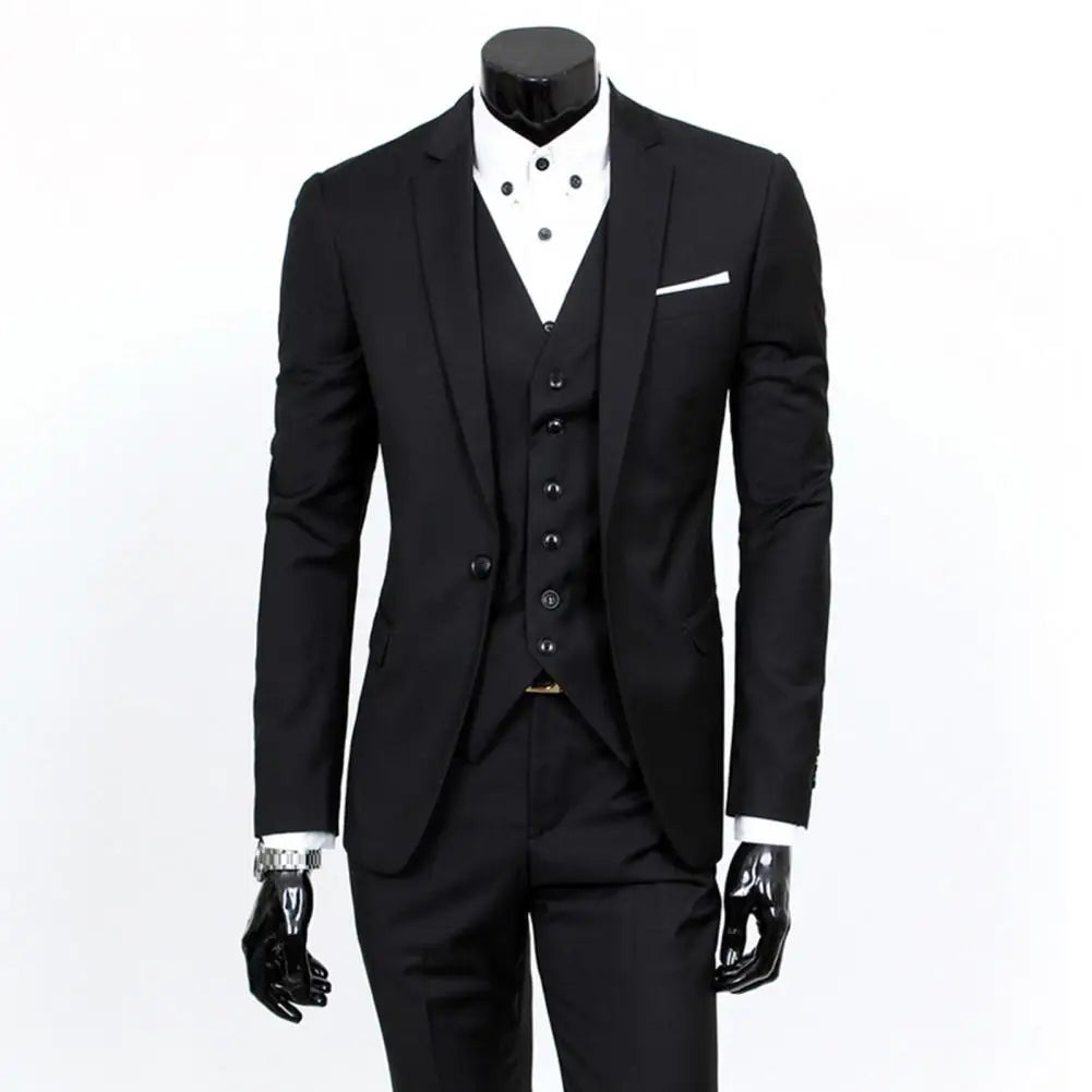 3 Pieces Business Blazer +Vest +Pants Suit Sets Men Fashion Solid Slim Wedding Set Vintage Classic Suits for men costume homme