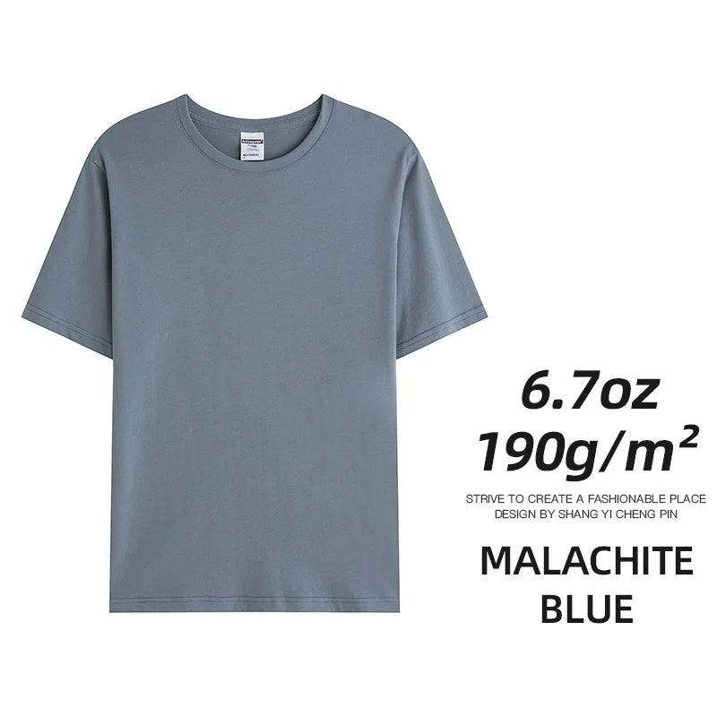 6.7oz 190gsm Combed Cotton Tees Tshirts Mens Solid Tops Woman Male Custom Team Uniform Class Clothes Summer Brand Customization