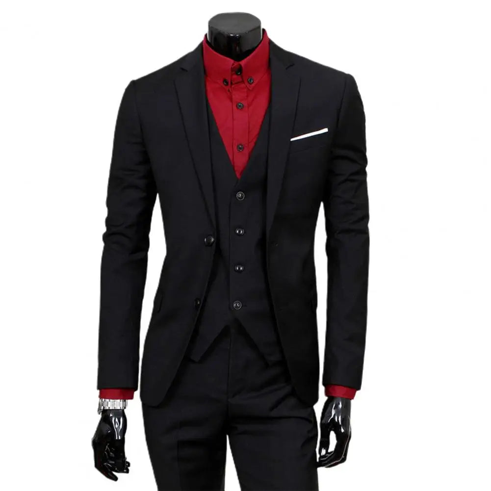 3 Pieces Business Blazer +Vest +Pants Suit Sets Men Fashion Solid Slim Wedding Set Vintage Classic Suits for men costume homme