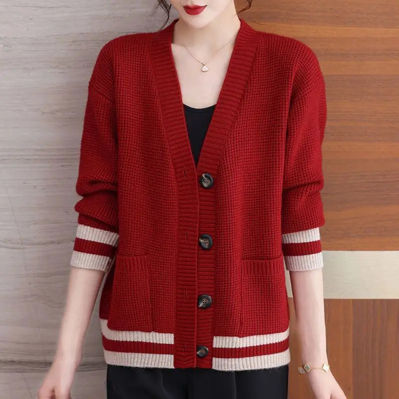 Extra Large Size Fat Mom Cardigan Sweater Spring Autumn Korean Style Sweater Jacket Temperament Sweater Women Clothing