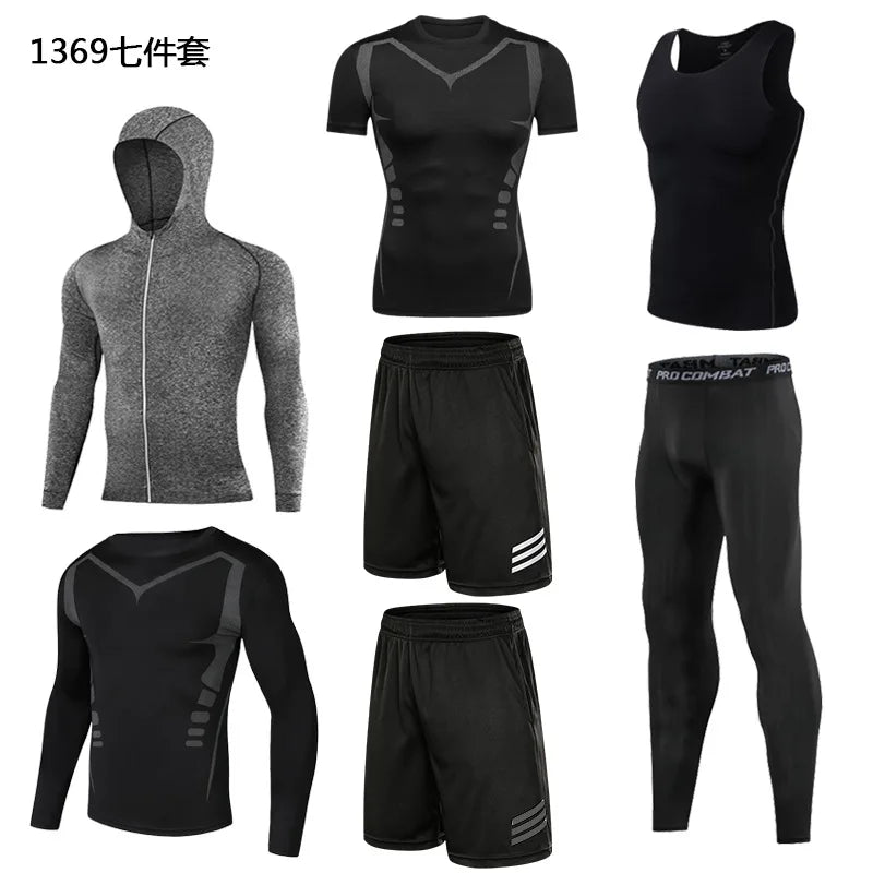 Sportswear Gym Fitness Tracksuit Men's Running Sets Compression Basketball Underwear Tights Jogging Sports Suits Clothes Dry Fi