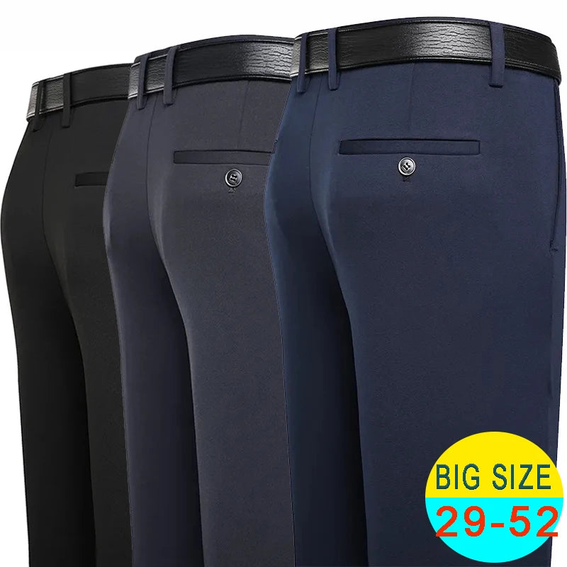 Big Size Business Casual Pants Men Black Formal Trousers Spring Summer Golf Stretch Suit Pants Office Dress Pants Classic Navy