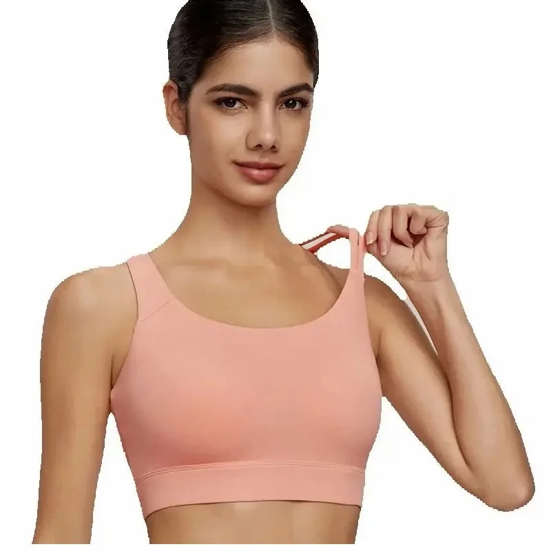 Women's Sexy Sloping Shoulder Yoga Vest Summer Outdoor Cool Fitness Top Sports Bras in Hot Pink Blue Pink Black