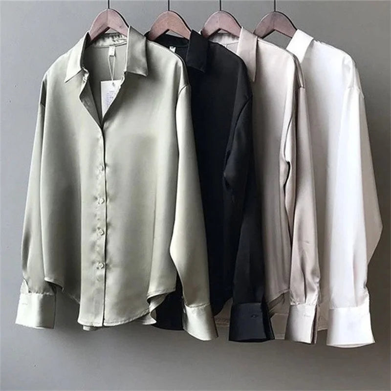 Woman Spring Autumn Style Blouses Shirts Lady Casual Long Sleeve Turn-down Collar Blusas Tops DF4849